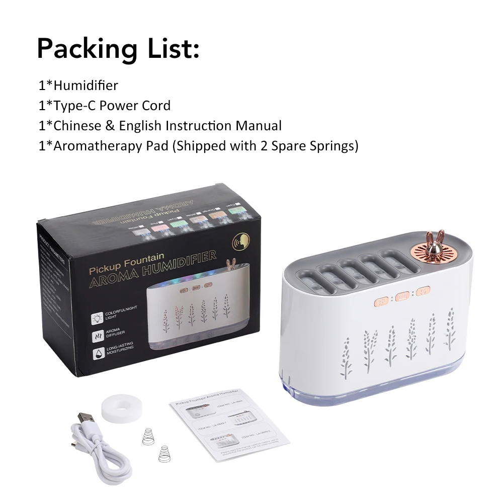 מפיץ שמנת ארומתרפיה עם 7 נורות LED לרכב, בית וחדר שינה עם טיימר