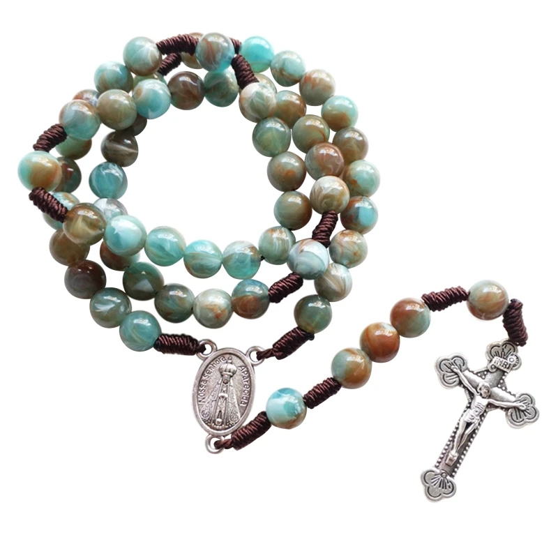 Handheld Wooden Cross, Wooden Cross, Pectoral Cross Necklace, Gold Cross Necklace, Handmade Round Bead Catholic Rosary