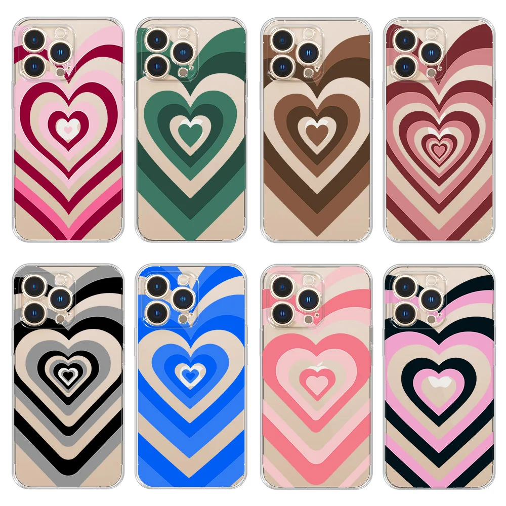 Love Heart Pattern Phone Case For Iphone 13 12 11 Pro Max Mini Xs X Xr