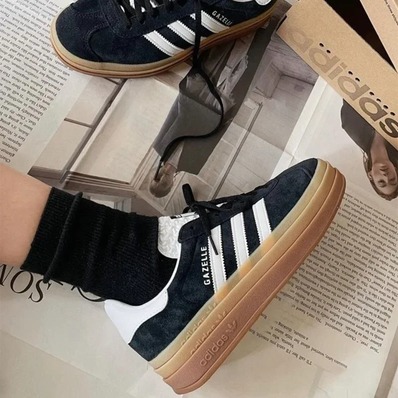 Sports Board Shoes Adidas Gazelle Bold Woman Casual Training Shoes Suede Thick Soled Outdoor Non-slip Female Skateboard Sneakers