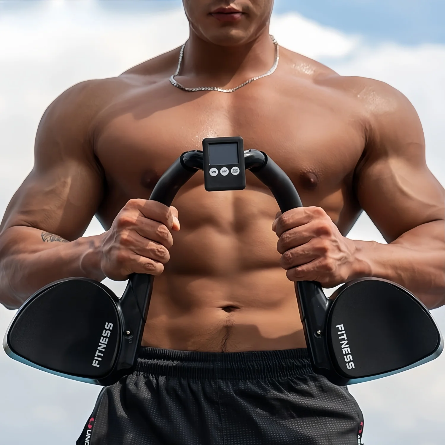 Plank Fitness Trainer Multifunctional Plank Support Training Device Home Elbow Support Abs Workout Equipment with Digital Timer