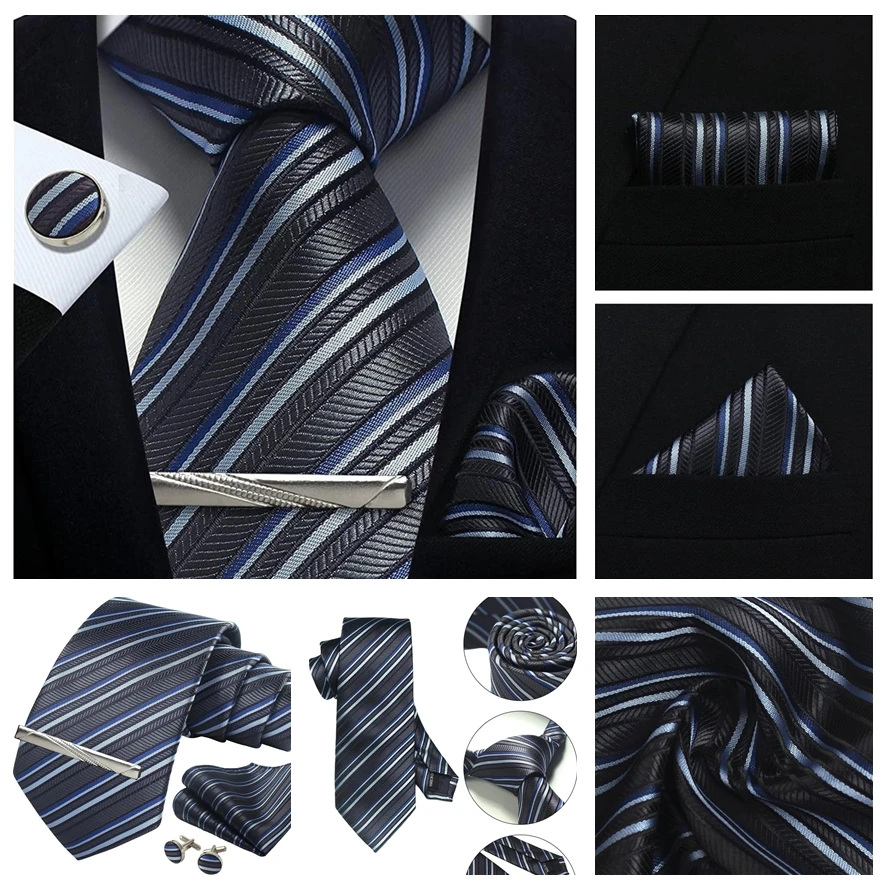 100 % Herren-Krawatten, klassisch, gestreift, Jacquard-gewebt, handgefertigt, für formelle Party, Hemd, Accessoires, Anzug, Krawatten, Krawatte – Detail 40