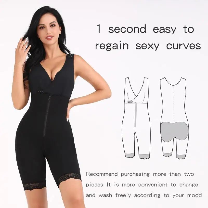 

One-piece Shapewear Body Pants Full Buttocks Beautiful Breasts Tighten Abdomen Control Bodysuit For Women Open Bust Mid Thigh