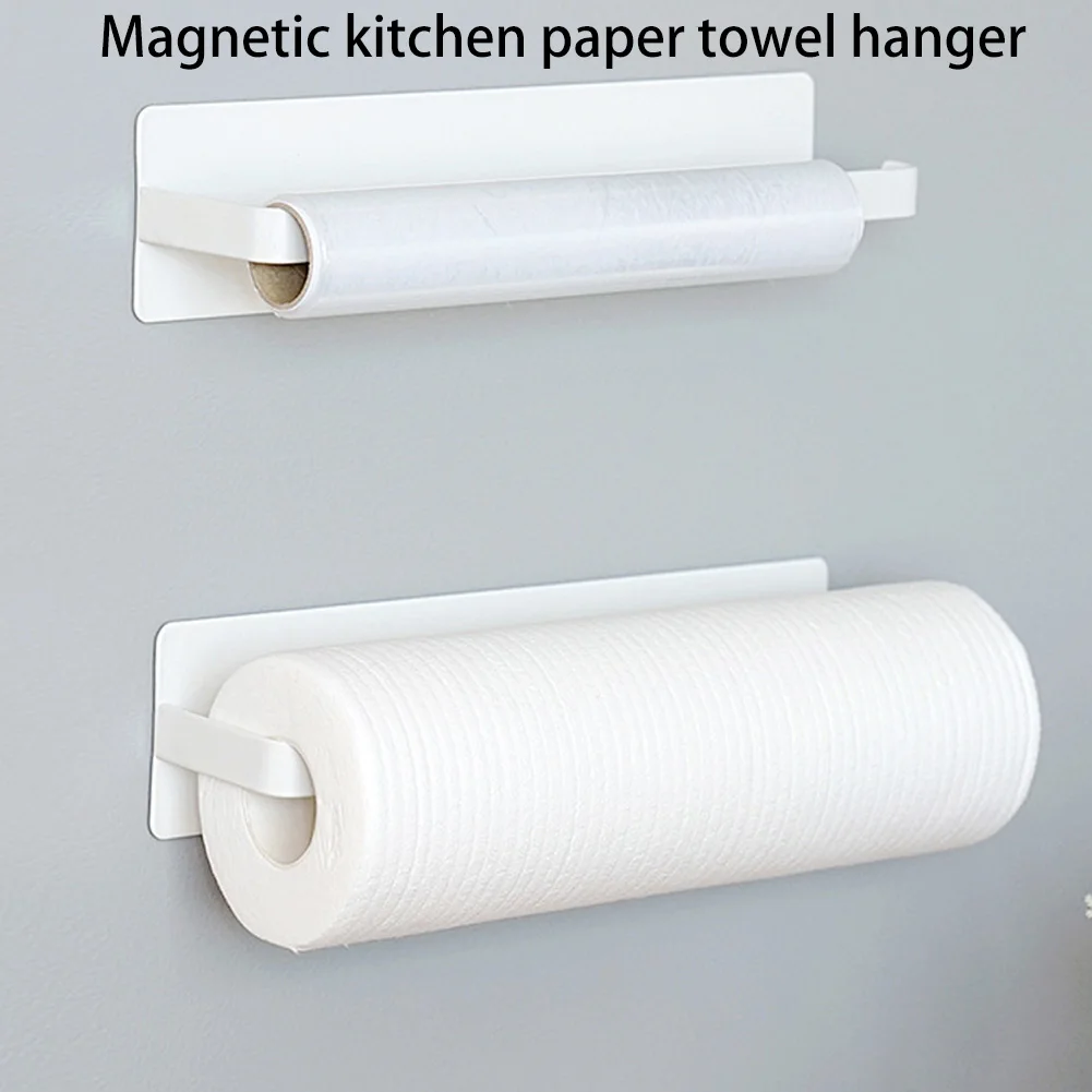Magnetic Paper Towel Holder Toilet Paper Roll Holder Wall Mount Towel Rack Punch Free Bar Rack Kitchen Bathroom towel rack
