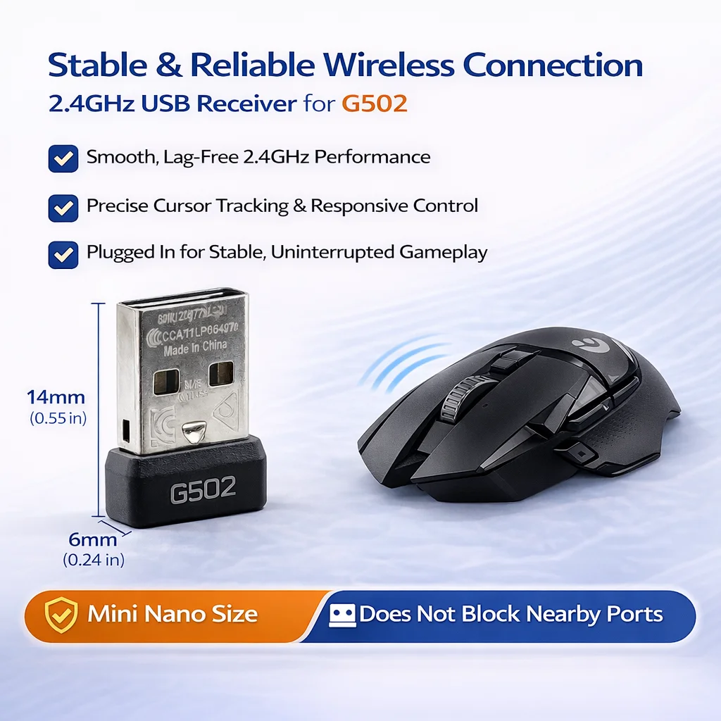 Logitech G502 무선 마우스 2.4GHz 교체 어댑터용 USB 수신기 동글 ? 일회성 페어링 필요 플러그 앤 플레이