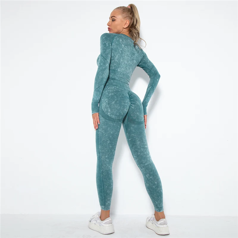 Women Yoga Set Seamless Leggings High Waist Workout Running Pants