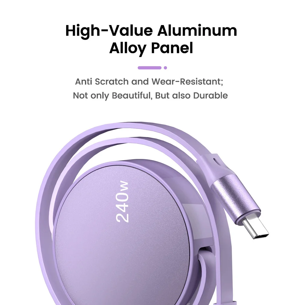 PD 240W Fast Charging Type C Cable Retractable USB C To USB C Data Cord For IPhone Samsung Huawei Xiaomi Retractable Data Cable