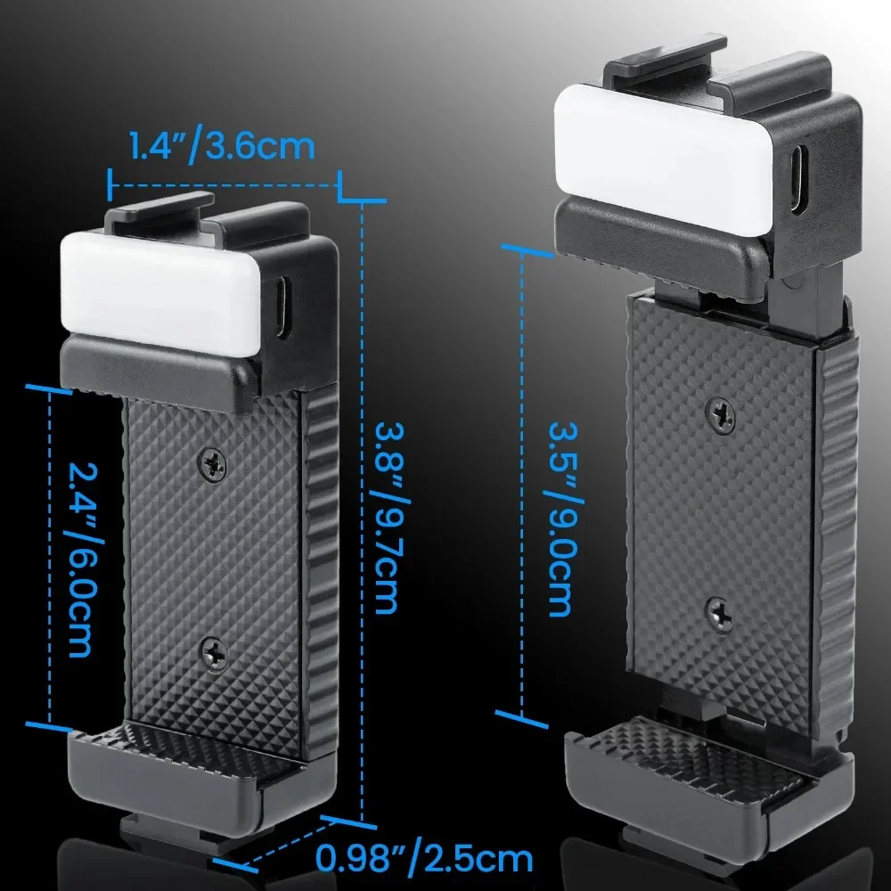 Selfie Mobile Phone Seat with Led Light 1/4 Screw Cellphone Holder for Tripod Mo