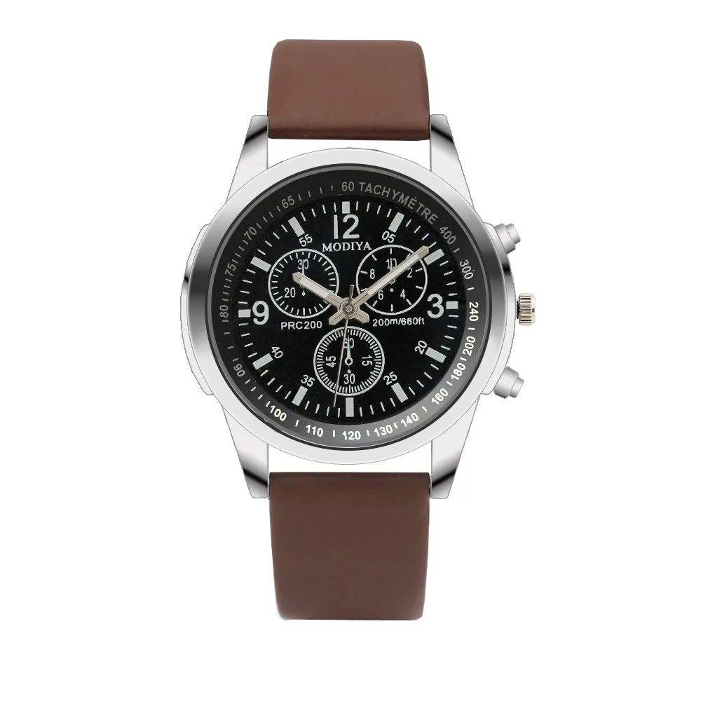 

Three Eye Watches Quartz Men's Watch Blue Glass Belt Watch Men