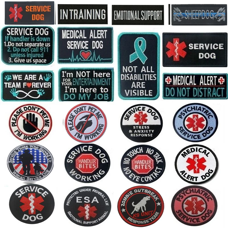 Service Dog Vest Embroidery Hook Badge Patches Military Tactical