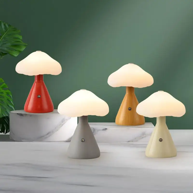 

Cordless Nightlight Portable LED Mushroom Desk Lamp Night Light Rechargeable Atmosphere Table Light for Bedroom Coffee Bar