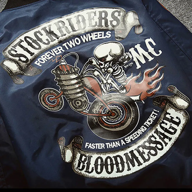 Motorcycle Luxury Bomber New Stockriders Trench Jackets Men Big Size Baseball Skull Jacket Men Pilot Windbreaker Jackets M-3XL