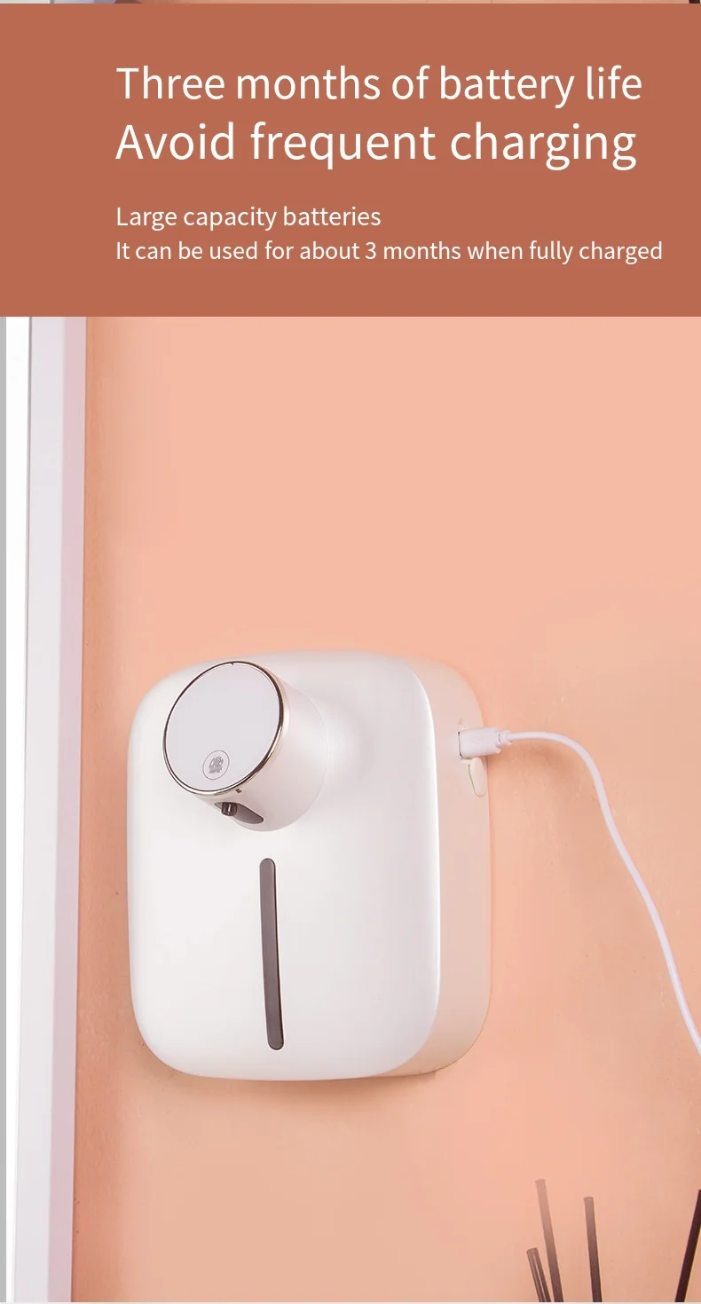 Smart Inductive Soap Dispenser USB Charging Waterproof Wall Mounted Foam Bathroom Supplies for Mobile Phone Washing