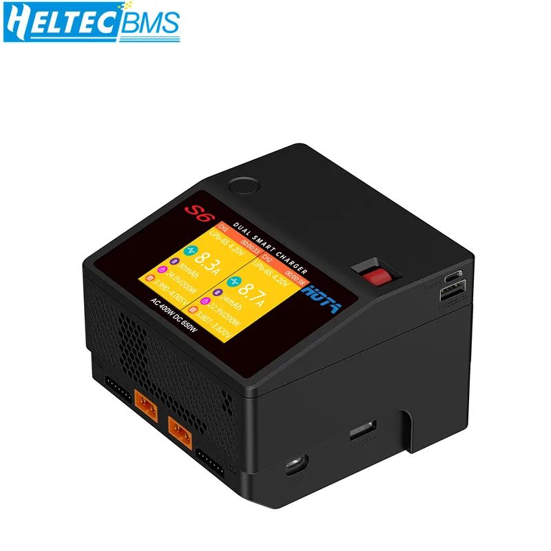 

Heltec HOTA S6 AC400W DC650W 15A Dual Channel Smart Ultra Small Size Charger with ADP for Lipo LiHV LiFe LiIon NiCd NiMH Battery