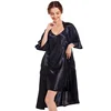 Ensemble pyjama sexy en satin pour femme, robe de pyjama soyeuse, chemise de nuit, 2 pièces