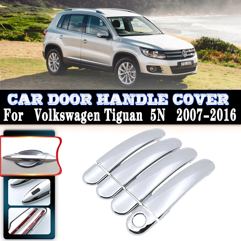 

For Volkswagen VW Tiguan 5N 2007~2016 Car Anti-rust Door Handles Covers Exterior Scratch Protective Decor Luxury Car Accessories
