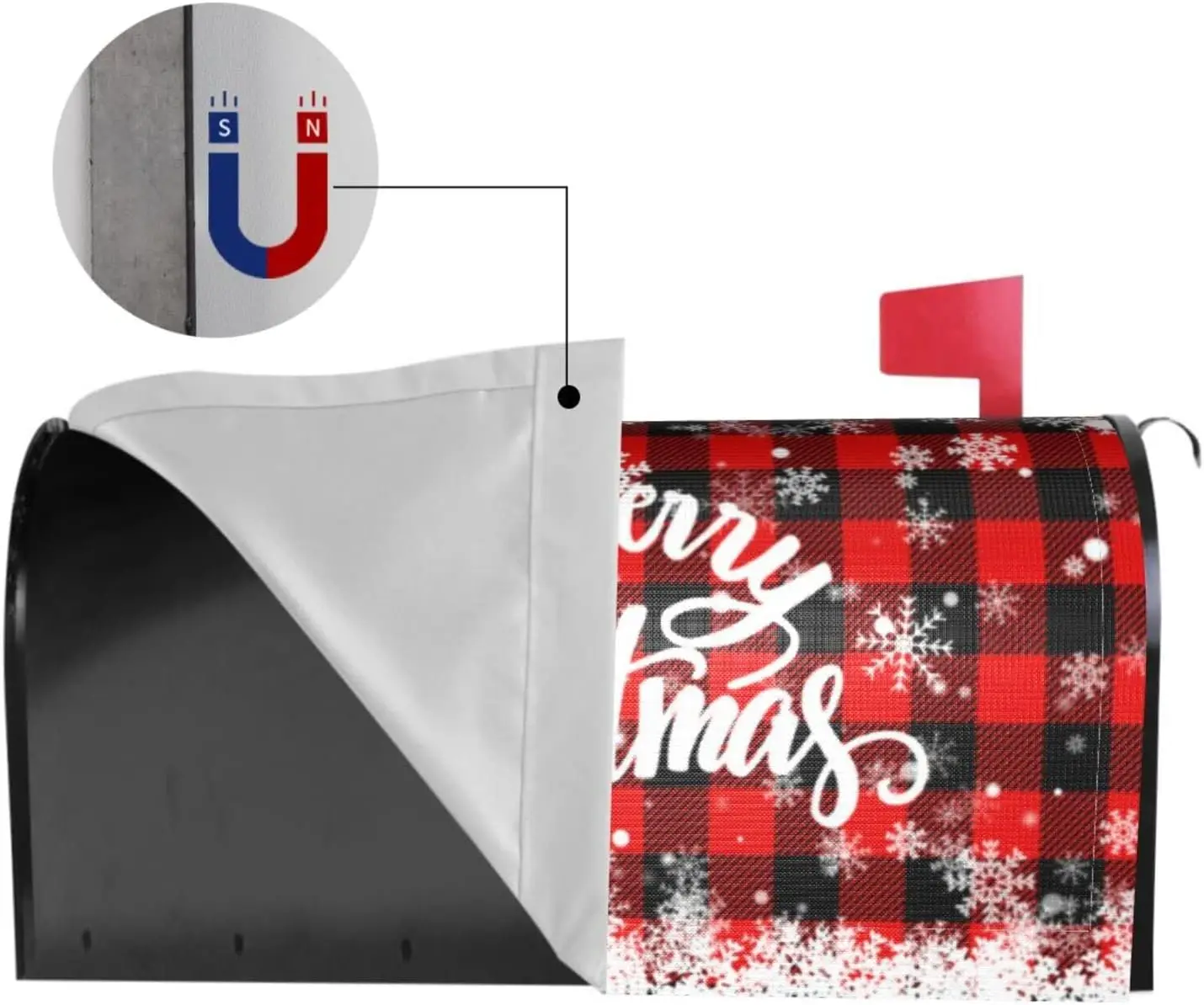 Merry Christmas Mailbox Cover Magnetic Standard Winter Snowflake Decorative Christmas Large Mailbox Wraps Post Letter Box