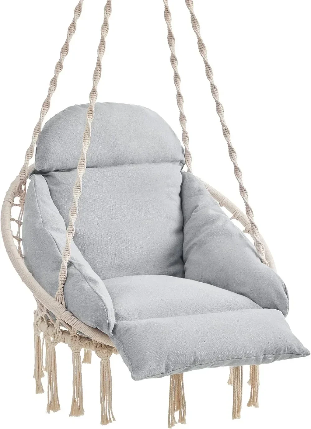 Hanging Chair, Hammock Chair with Large, Thick Cushion, Chair for Bedroom, Patio, Balcony, Garden, Living Room 4