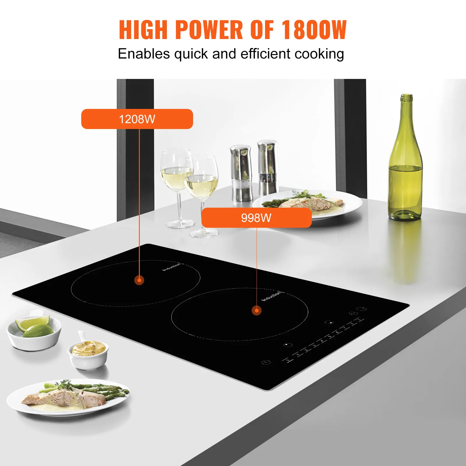SucceBuy 2 Burners Electric Induction Cooktop Stove Hob Built-in Burner Cooker Sensor Touch Control Magnetic Cooker Hot Plate induction cooktop