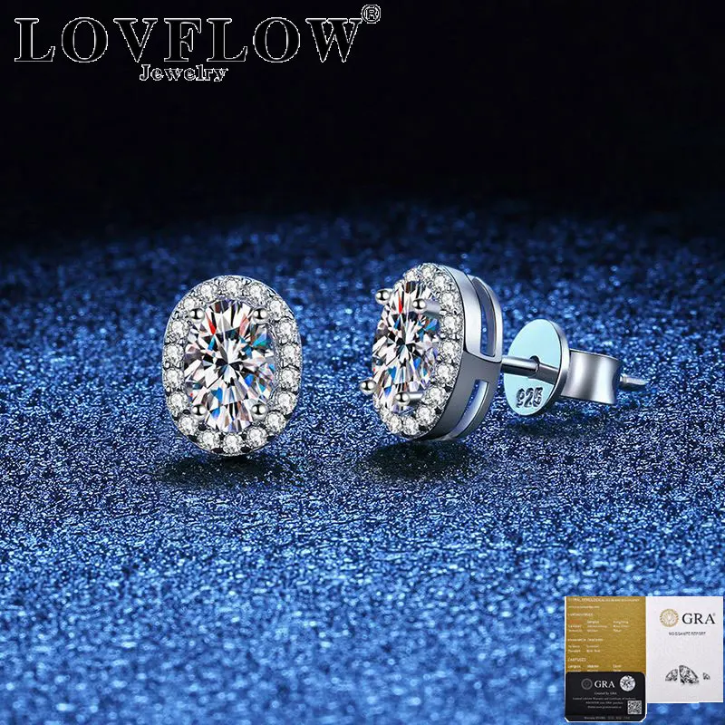 

0.5-1CT Oval Cut Moissanite Stud Earrings For Women Party Fine Jewelry S925 Sterling Silver Plated PT950 Diamond Earring