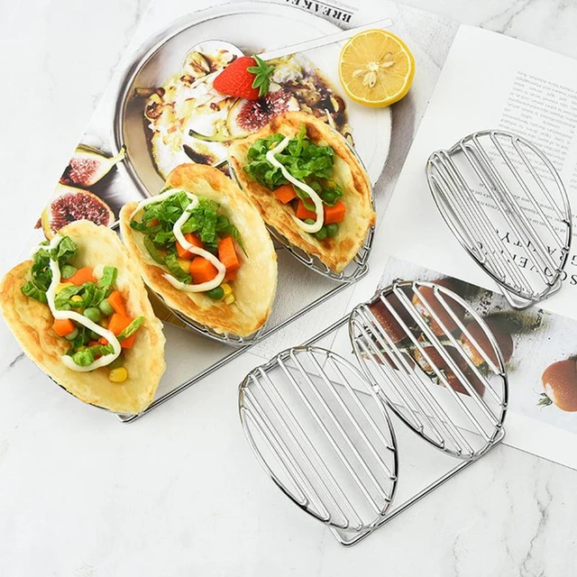 Taco Holders 304 Stainless Steel V Shaped Mexican Restaurant Pancake Rack  Tray Style Food Hard Shells Stand Kitchen Accessories - AliExpress