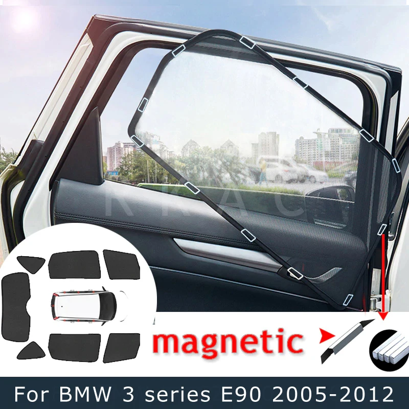 Car Windows Magnetic Sunshade For BMW 3 series E90 2005-2012 Auto Sun Visor  Curtains Protection