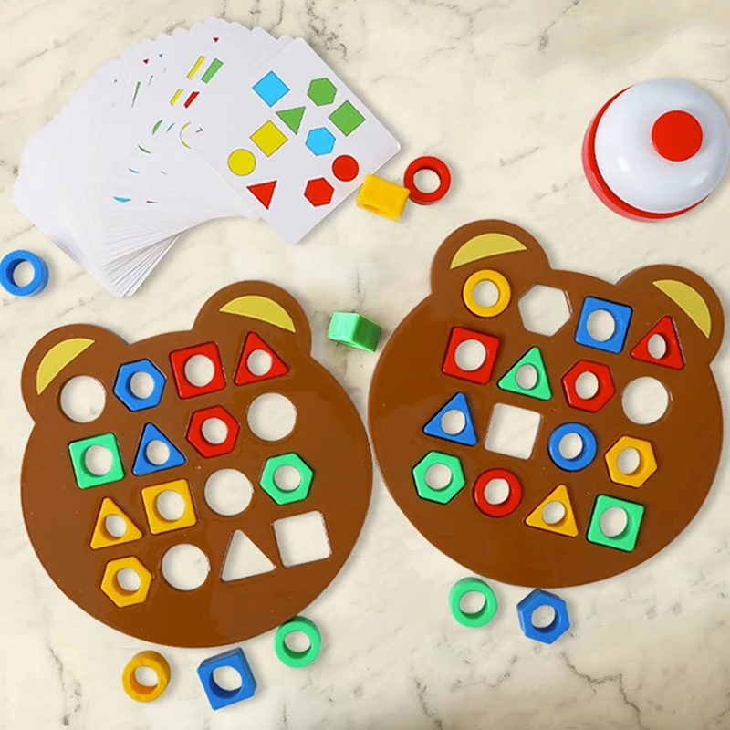 

Baby Montessori Learning Educational Interactive Battle Game Toys DIY Children Geometric Bear Shape Color Matching 3D Puzzle