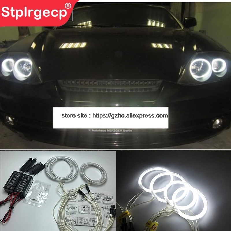 

HochiTech для Hyundai Tiburon 2003-2006 ультра ярсветильник дневной свет DRL CCFL глаза ангела комплект глаз демона теплый белый кольцо ореола