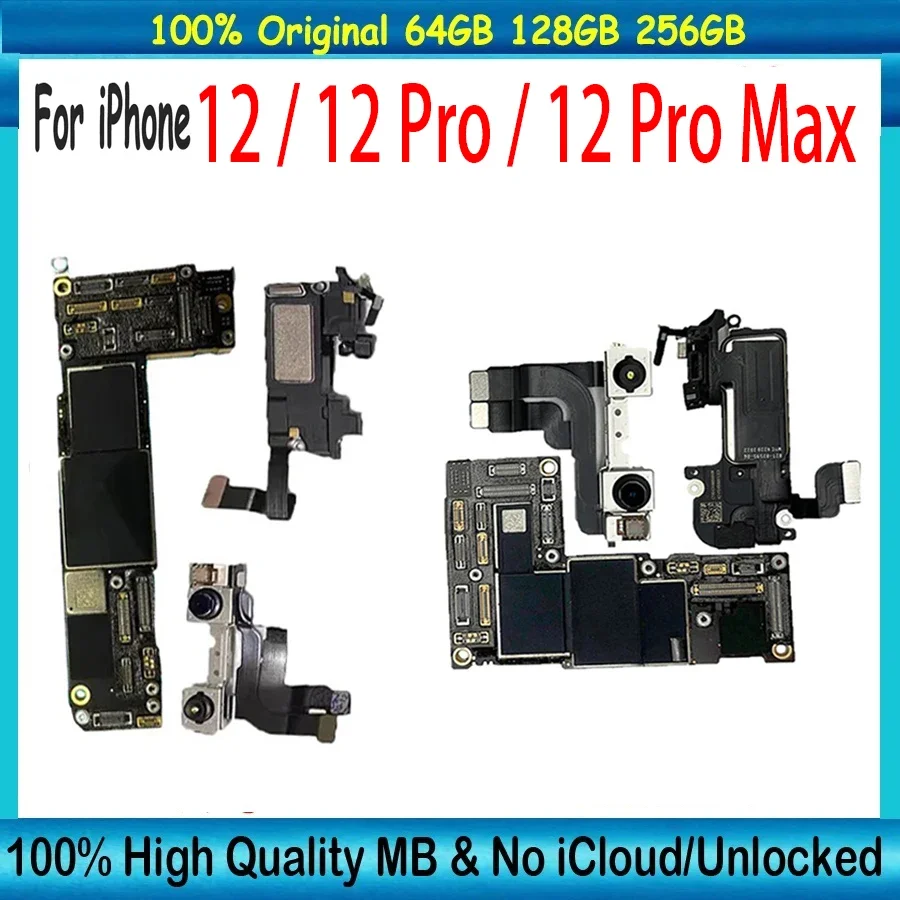 Clean iCloud iPhone 12 / 12 Pro / Pro Max Motherboard With Face ID Original Unlocked Logic Board