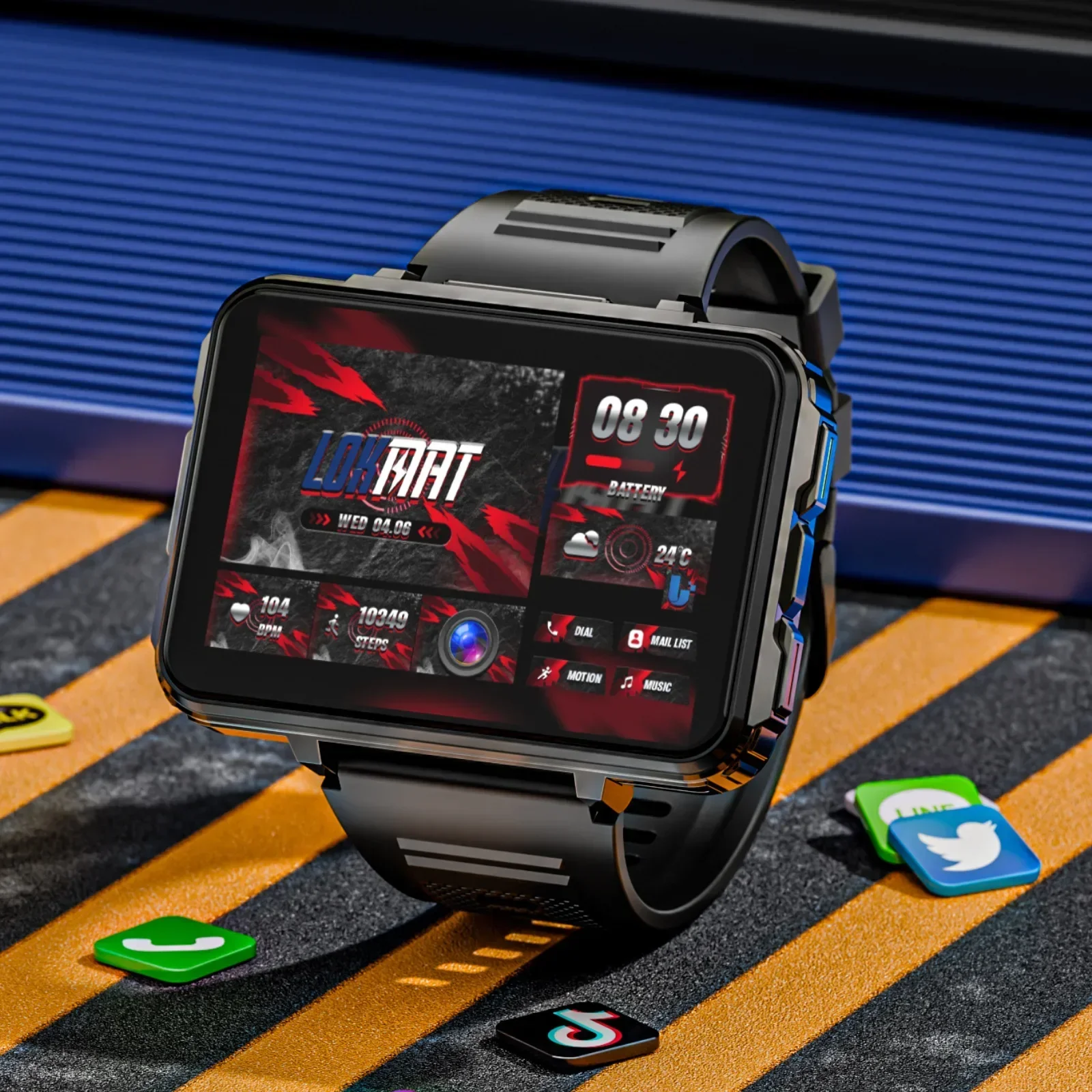 LOKMAT APPLLP 5 MAX Android Smartwatch Men, 2.4 TFT Android 10.7