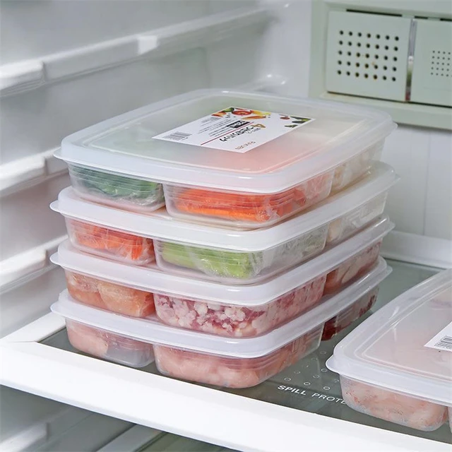 4-Compartment Food Containers For Meats & Vegetable With Lids Reusable  Clear Snack Storage Box Kichen Tools Fresh-keeping Box - AliExpress