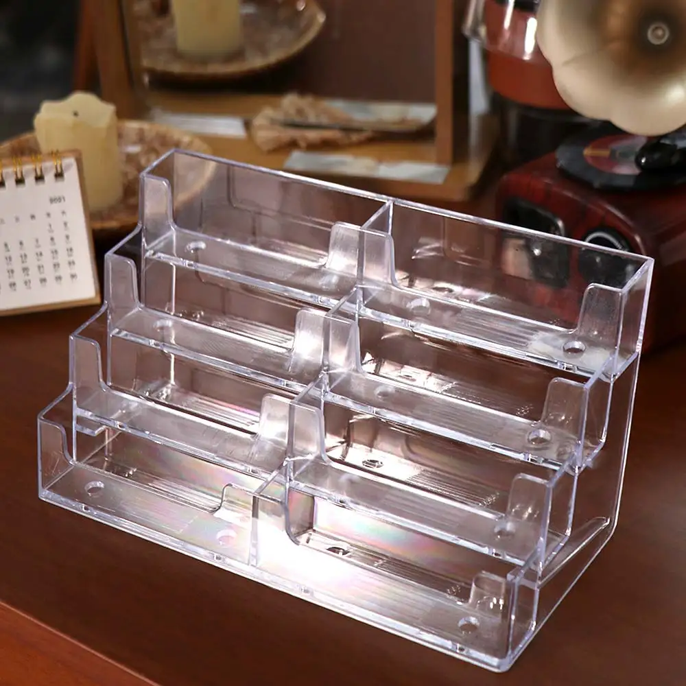 투명 명함 상자 디스플레이 홀더 8 그리드 명함 디스플레이 스탠드 플라스틱 다층 명함 보관 상자
