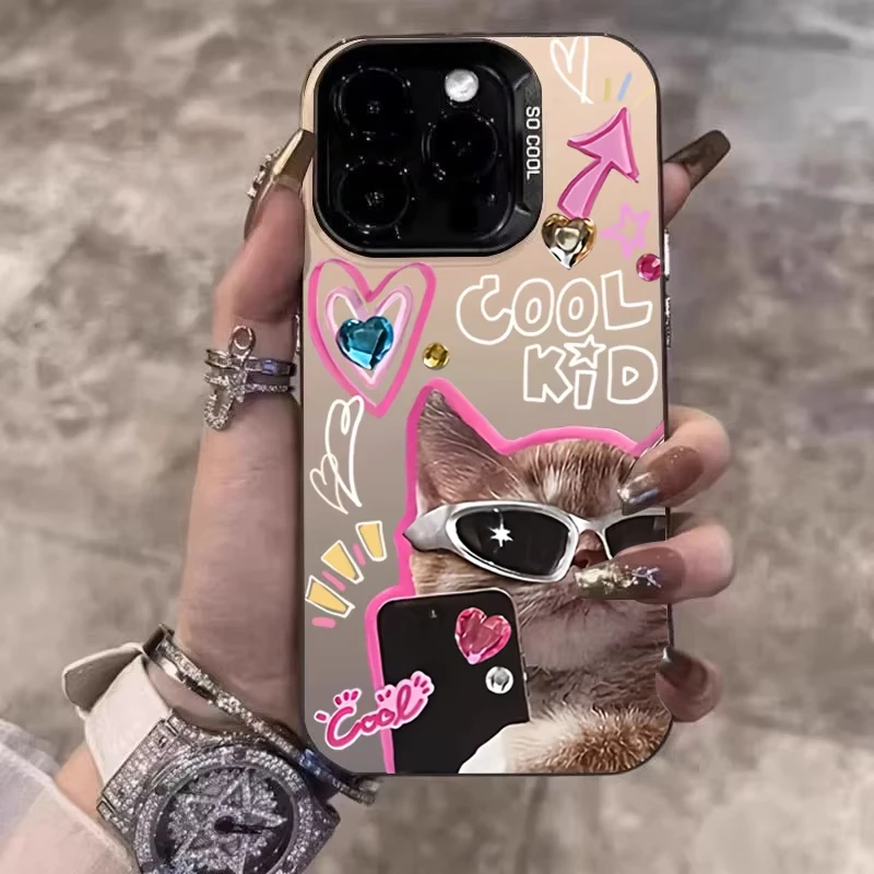Stylish Cool Cat Electroplate Phone Case Cover
