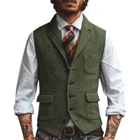 Hommes Gilet marron chevrons affaires Gilet veste décontracté mince pour mariage marié Banquet Gilet Gilet 2