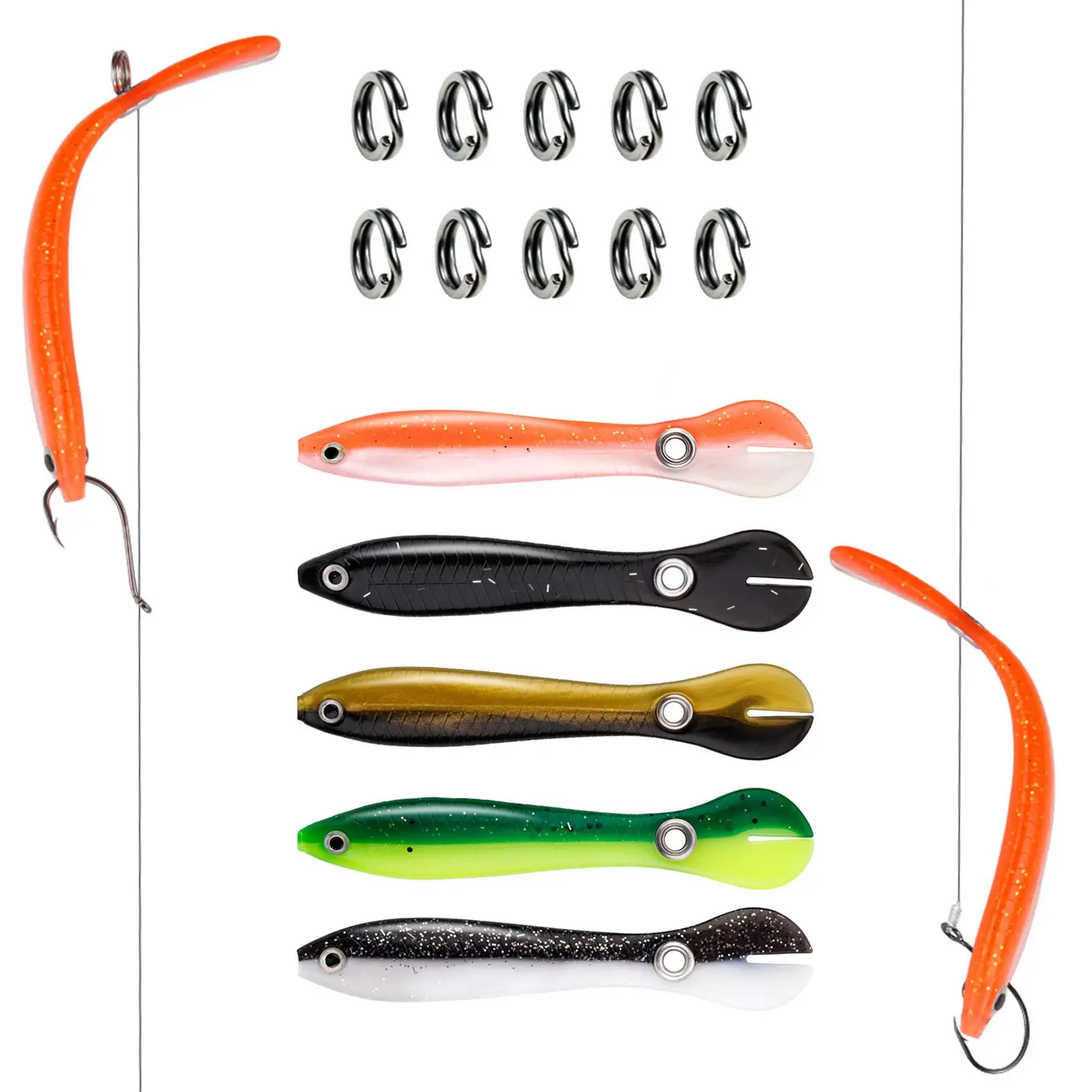 Leurre Pliable Réutilisable 6 Leurres Souples 3D Réutilisables - Bionique Pliable - 6 à 16 Cm - Pour Pêche Eau Douce Et Mer Tresse Peche