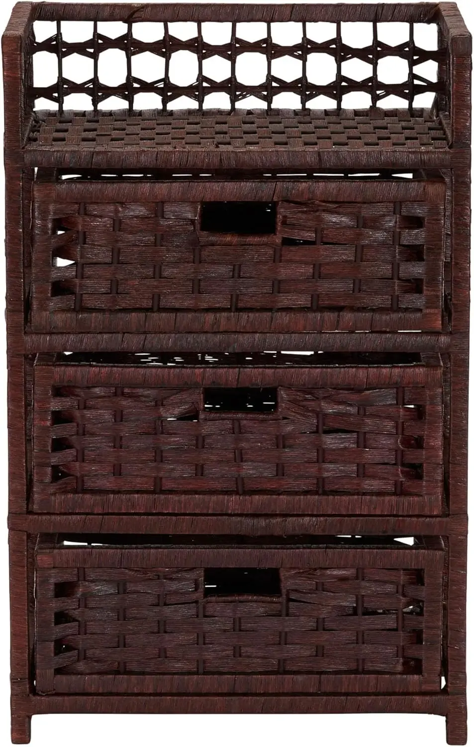 Woven 3 Drawer Chest with Cutout Handles