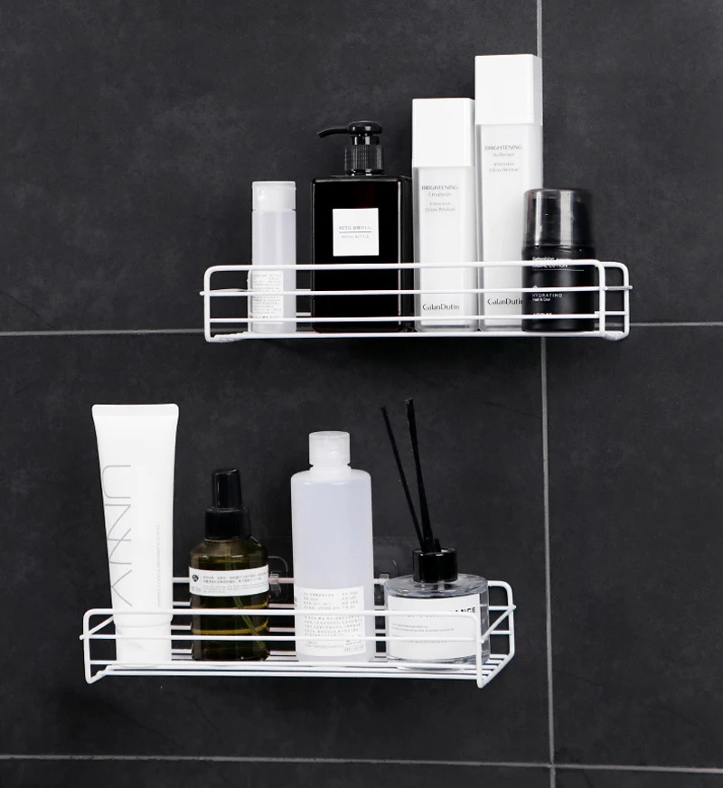 Walnut Finish Bathroom/Kitchen Wall Shelf – Compact Solid Wood Rack With Strong Suction Cups (No Drilling Needed)