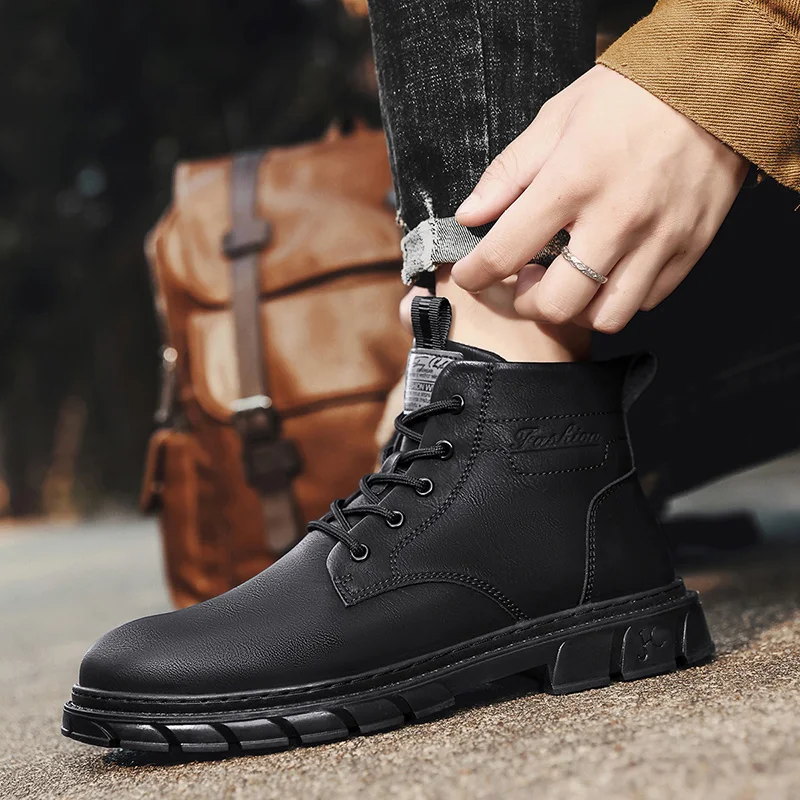 Winter Men Boots Outdoor Leather Ankle Boots Lightweight High Top Casual Boots Designer Male Work Boots Classic Handmade Boots - 6