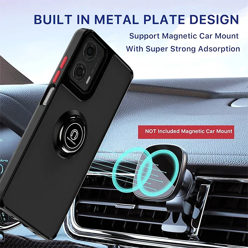 Durable Armor Matte Case with Ring Stand - Shockproof Cover