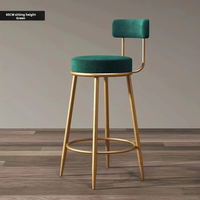 Bar stool Nordic bar chairs modern iron art high stools kitchen backrest bar stools Cafe velvet chair counter work home furniture