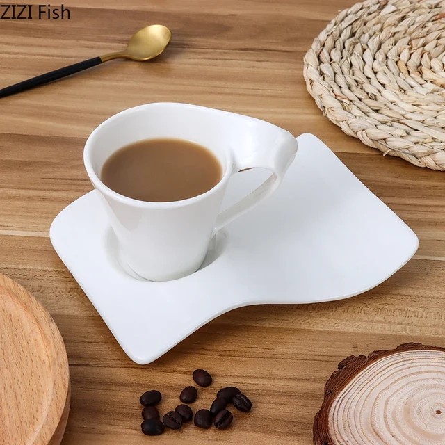 Creative wavy ceramic fancy coffee cup and saucer set European small luxury  couple 200ml coffee cup - AliExpress