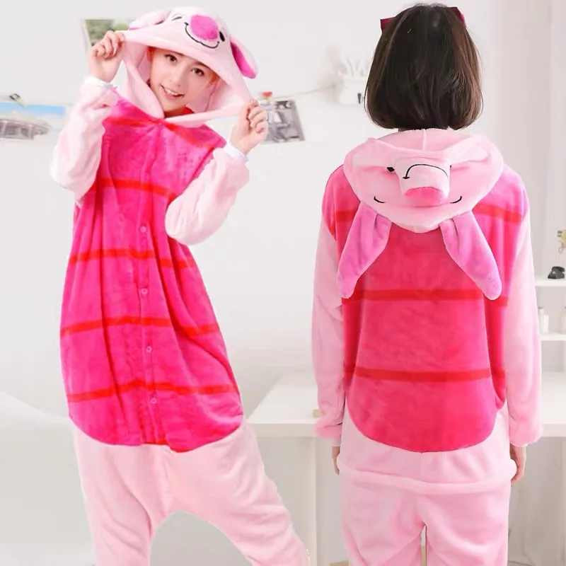 Halloween Anime Piglet Onesie Kigurumi Cosplay Costume Pink Pig Pajamas Adult One-Piece Animal Cartoon Jumpsuit for Sleepwear cosplay costumes kigurumi pajamas
