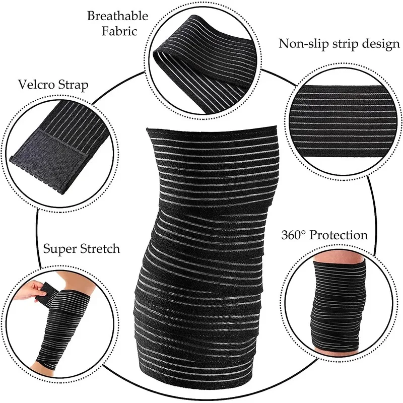 1PC Extra Long Elastic Knee Wrap Compression Bandage Brace Support Legs Stabilising Ligaments Squat Basketball Running knee support