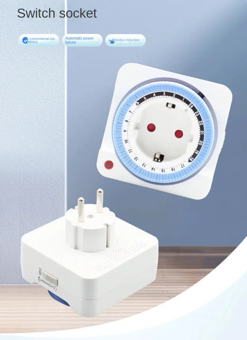 

24 Hours Cycle Automatic Power Off Timer Timing Switch 16A Mechanical Timing Switch Socket Suitable for Household Appliances