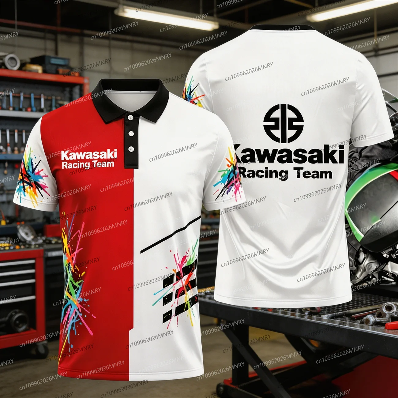 Kawasaki Motocross 남성용 폴로 셔츠 빠른 건조 사이클링 슈트 폴로 남성 의류 여성용 오버 사이즈 티셔츠 스포츠 슬리브 탑