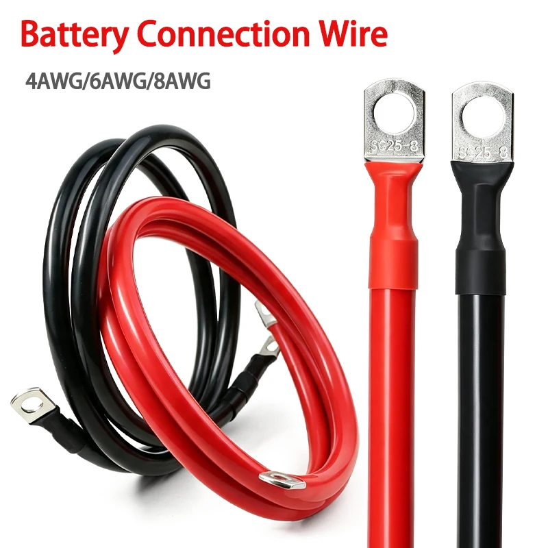 Premium Battery Connection Cable - PVC Insulated Pure Copper Wire with Tinned Copper Lug Terminal