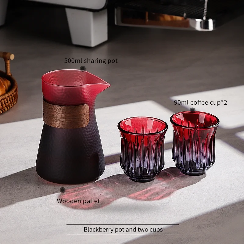 بينكوو طقم قهوة زجاجي مع صينية 500 مل