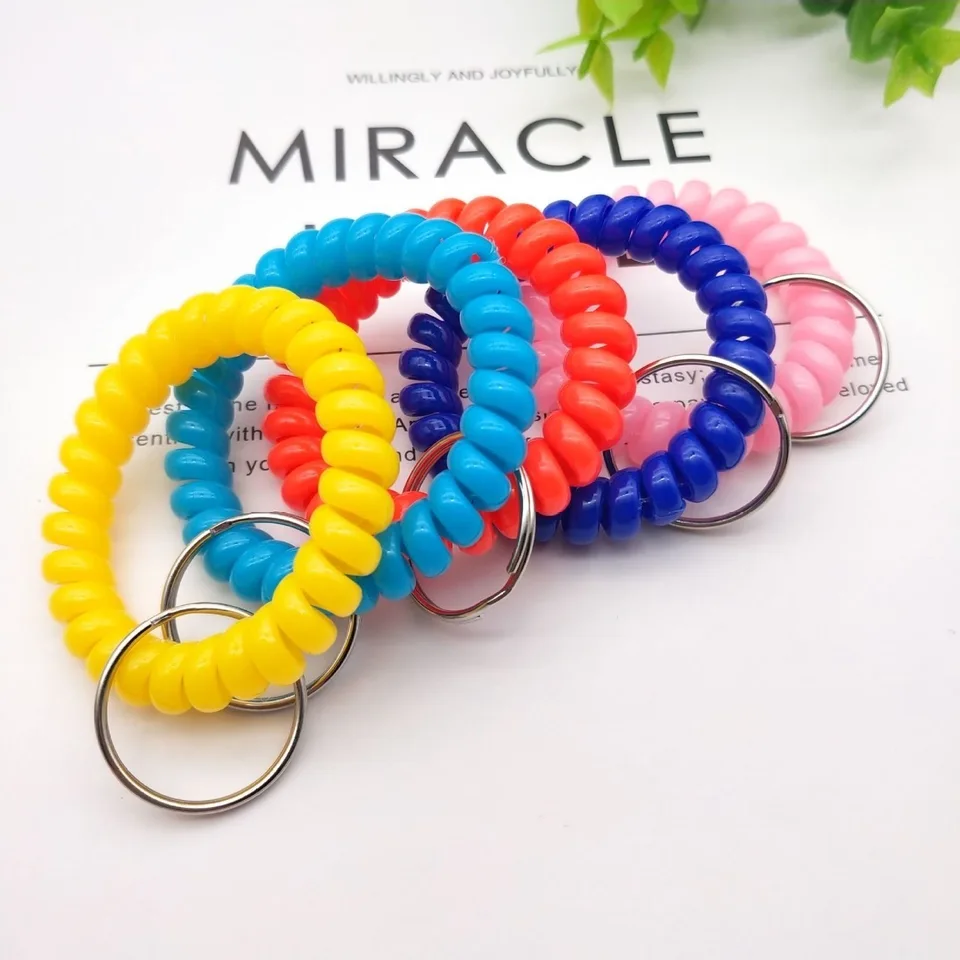 6 portachiavi elastici a spirale, in plastica, anti-smarrimento