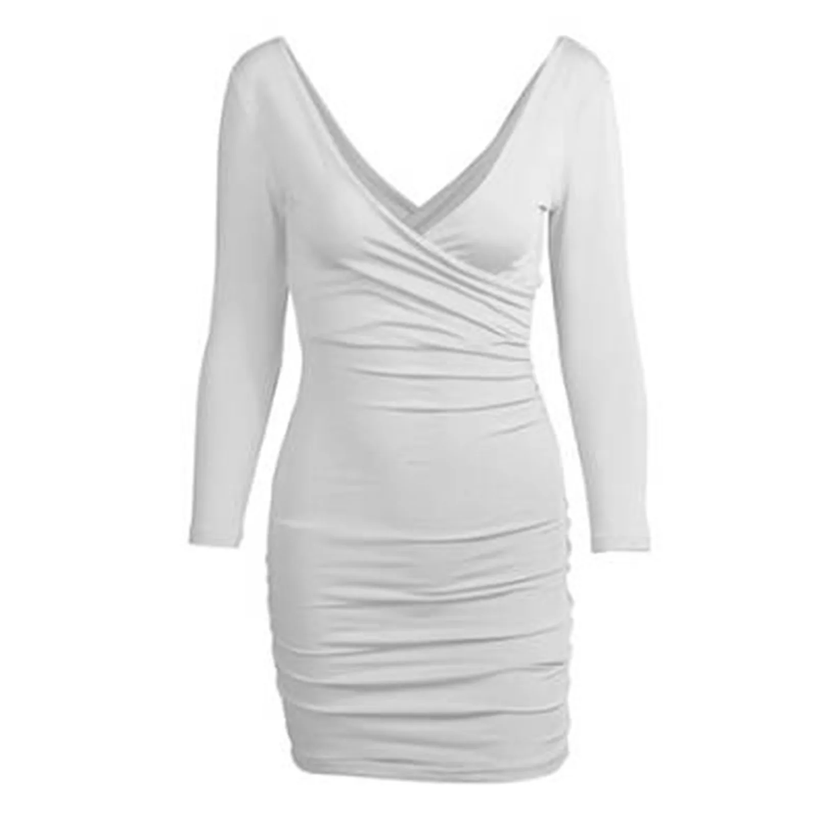 Elegant V Neck Long Sleeve Mini Dress for Women - Black and White Party Wear 10 S571eec8500974a5597a51f1a39f0b20f6 Elegant V Neck Long Sleeve Mini Dress for Women - Black and White Party Wear