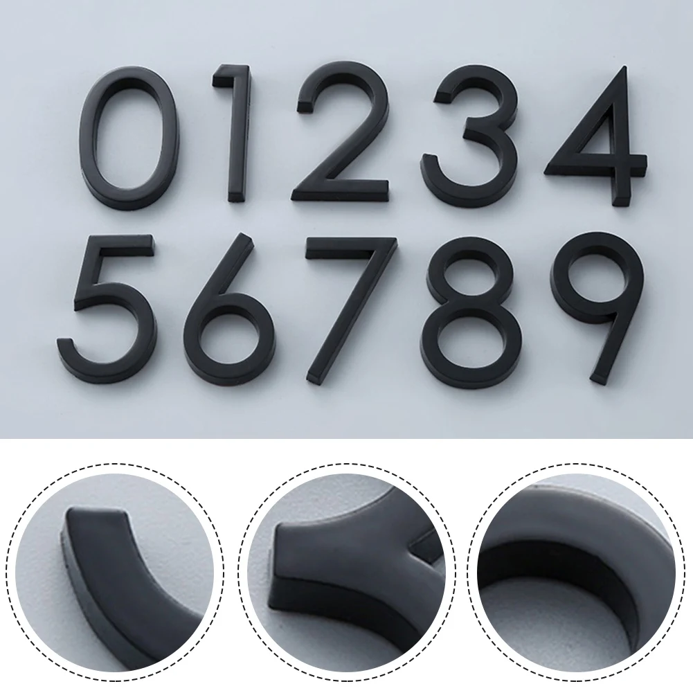 

Adhesive Glossy 3D House Number Door Plate Sign Outdoor Hotel Room Office Number Black 6*3.8*0.8cm Decorations